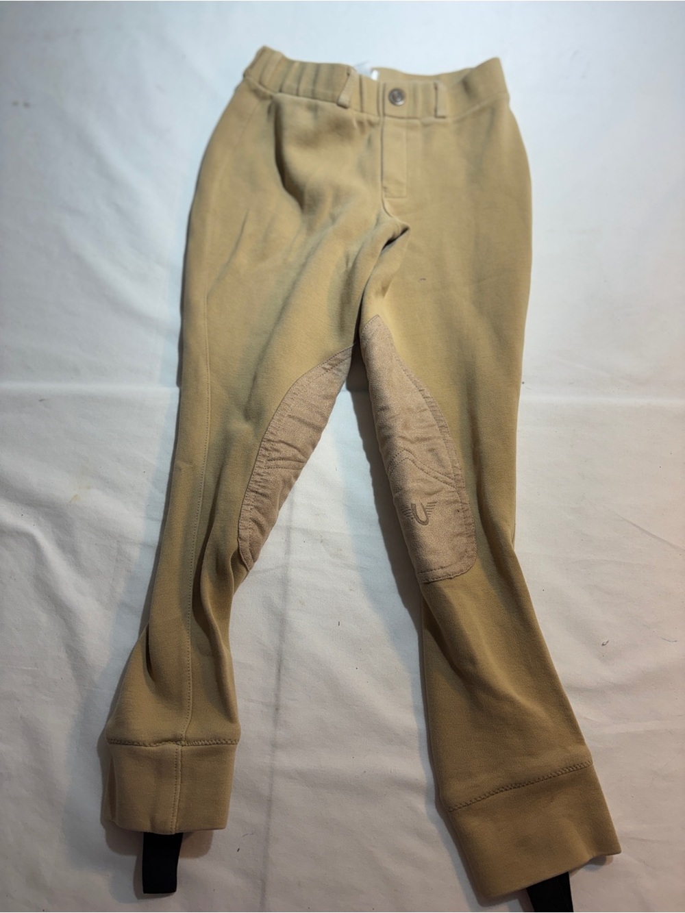 Tuffrider Kids Tan Riding Breeches with Knee Patches Sz 10
